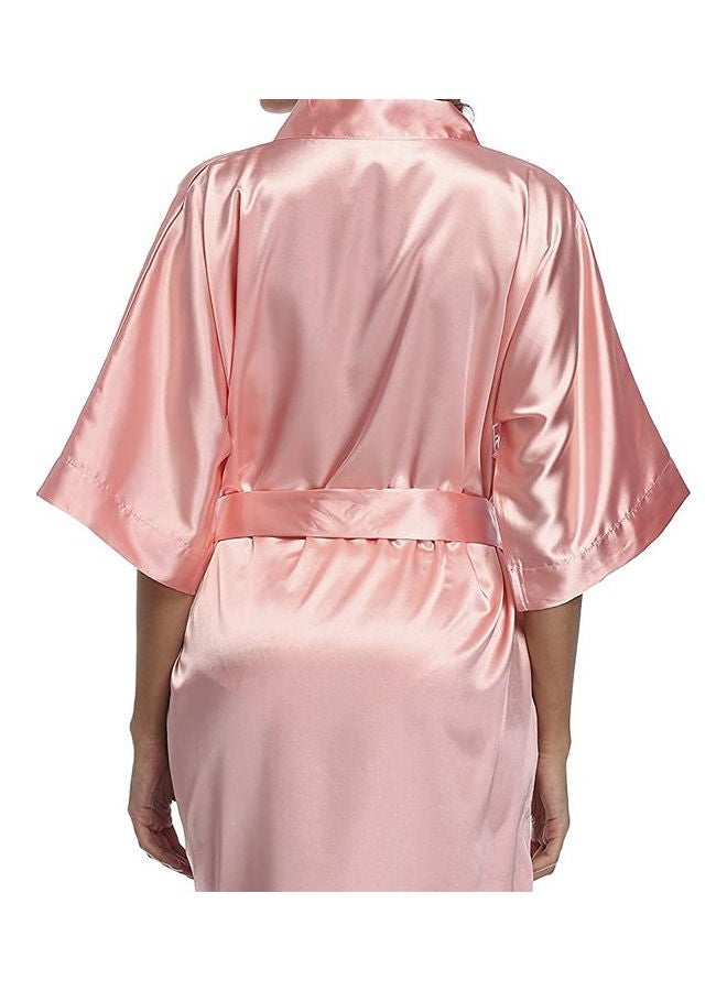 Satin Kimono Robe Pink  - Image 2