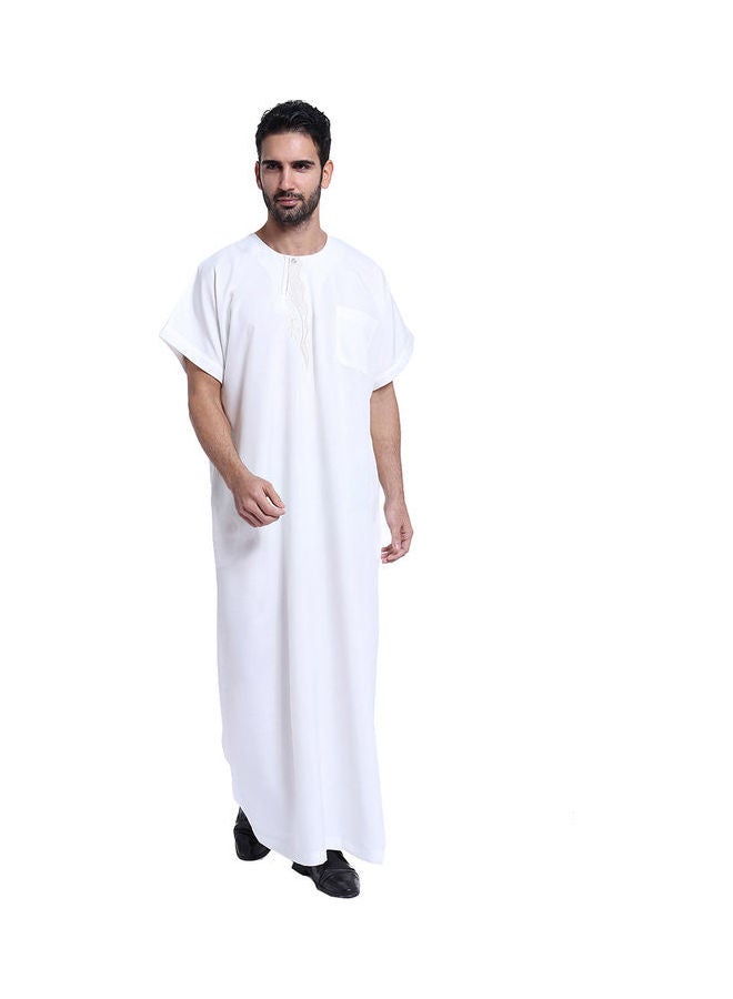 قفطان كاجوال بأكمام قصيرة أبيض - Image 1