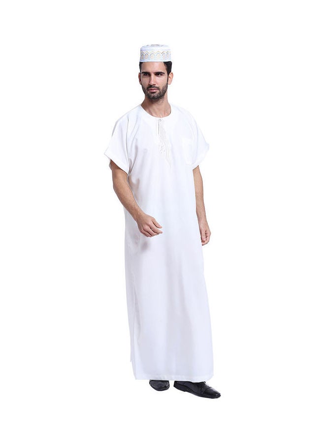 قفطان كاجوال بأكمام قصيرة أبيض - Image 3