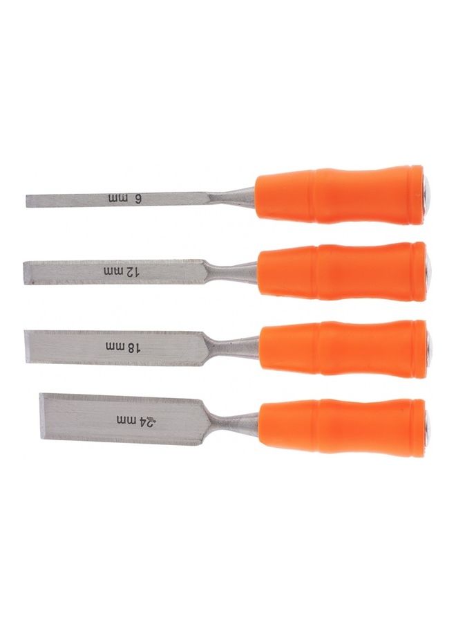 Sparta 4-Piece Flat Chisel Set With Plastic Handles Orange/Silver 6-12-18-24mm 