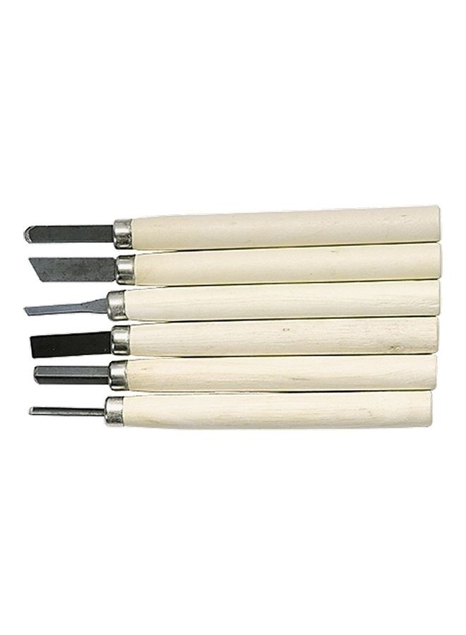6-Piece Wood Carving Chisels Set Beige/Grey 9.9x1.3x21.2cm