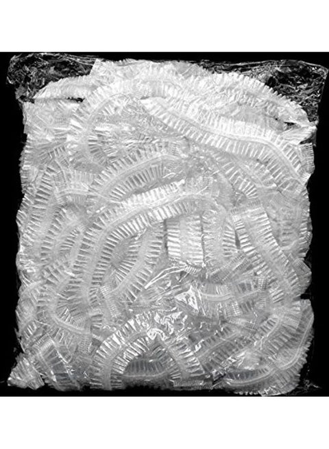 100-Piece Disposable Shower Cap Set Clear/White 50cm