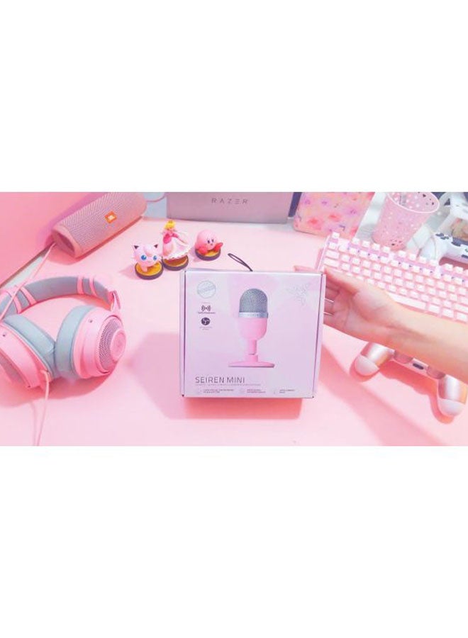 RAZER - Razer Seiren Mini USB Condenser Microphone: for Streaming and Gaming on PC - Professional Recording Quality - Precise Supercardioid Pickup Pattern - Tilting Stand - Shock Resistant - Quartz Pink - Image 1