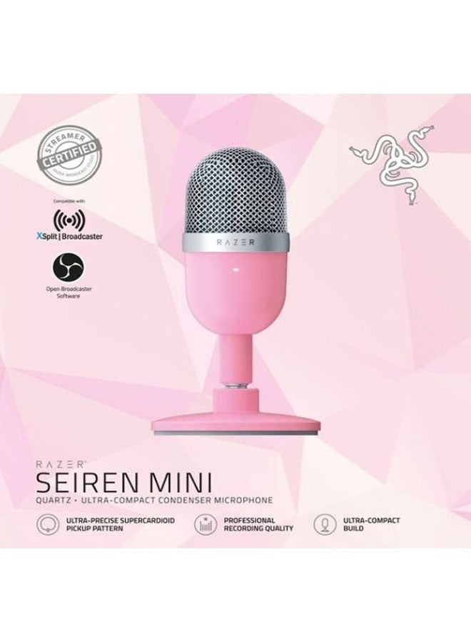 RAZER - Razer Seiren Mini USB Condenser Microphone: for Streaming and Gaming on PC - Professional Recording Quality - Precise Supercardioid Pickup Pattern - Tilting Stand - Shock Resistant - Quartz Pink - Image 1