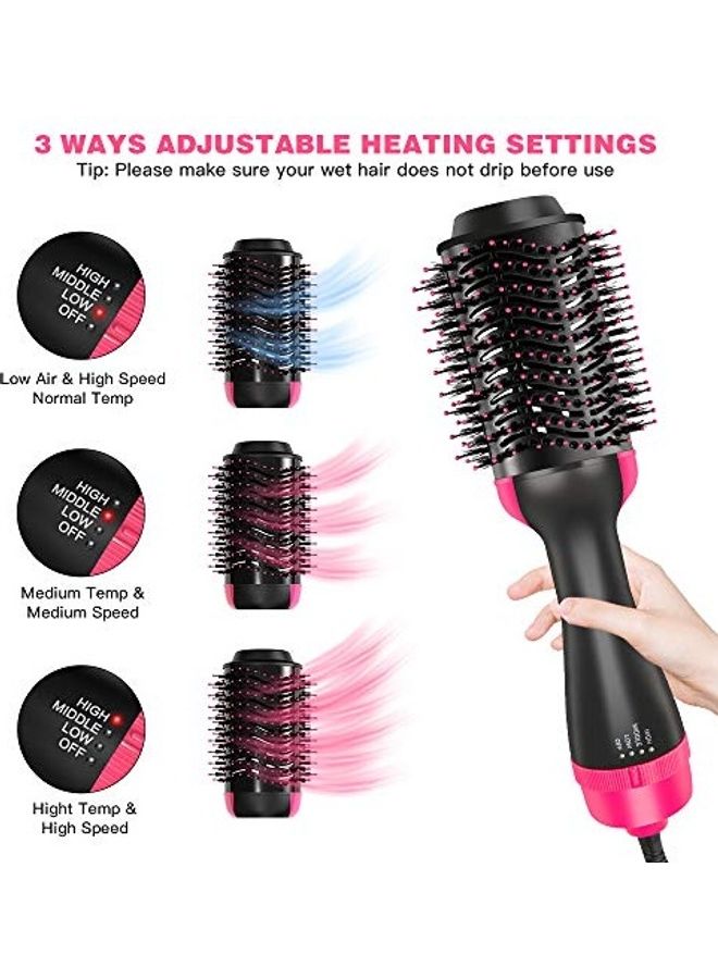 3-In-1 Hair Dryer, Straightener And Curler Brush Black/Pink - Image 2