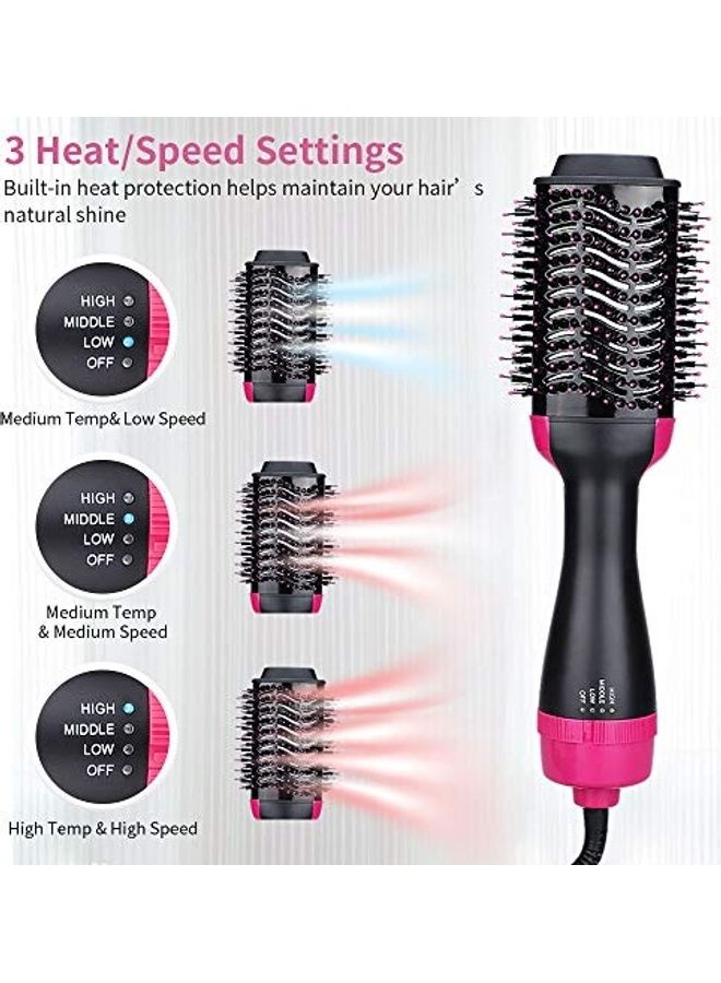 One Step Hair Dryer With 4 Clips Black/Pink - Image 3