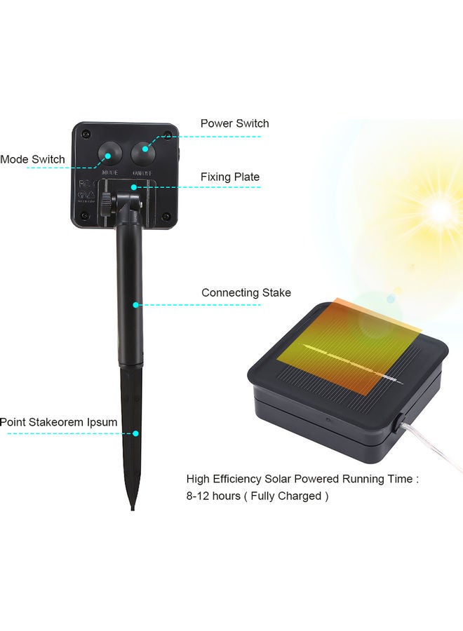 شريط إضاءة LED بسلك نحاسي للزينة يعمل بالطاقة الشمسية ومزود بعدد 8 أوضاع أسود/أزرق  - Image 4