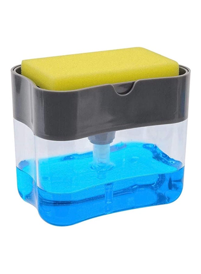 2 In 1 Sponge Rack Dispenser Clear/Grey 4x5.5x3.6cm