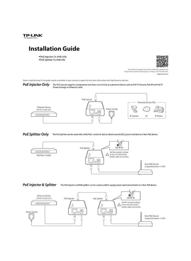 TP-LINK - PoE Injector 150 Mbps Black - Image 1