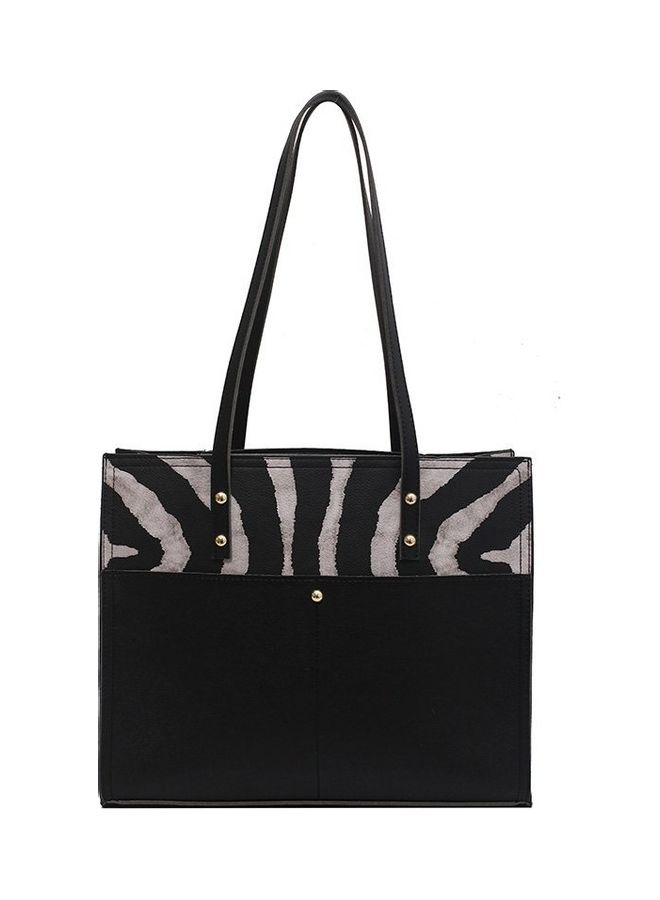 Zebra Printed Tote Black - Image 1