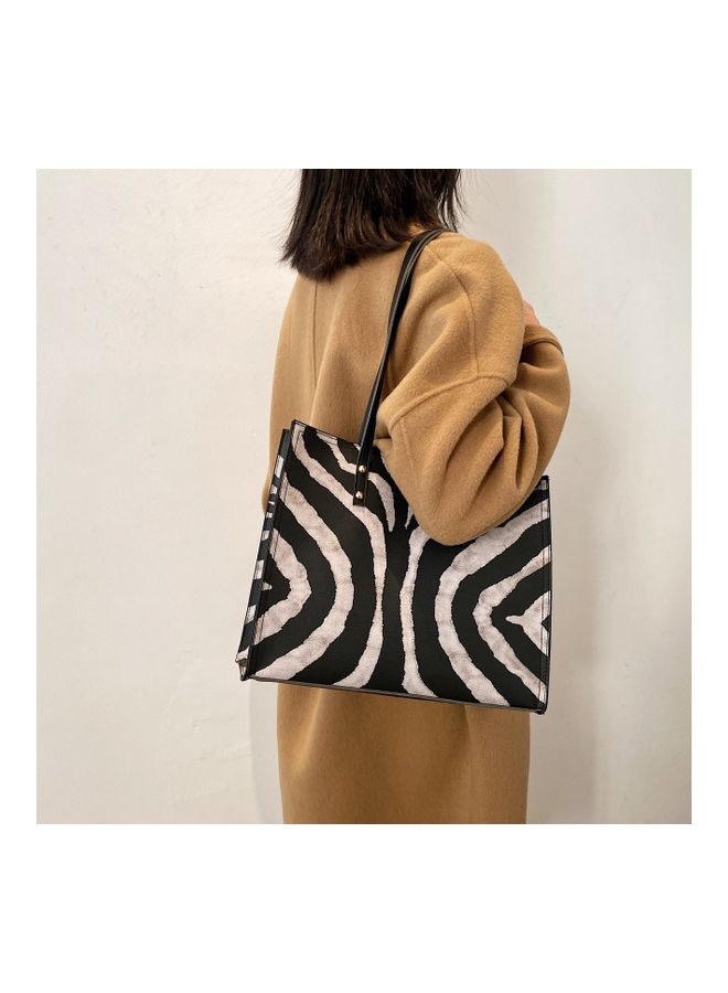 Zebra Printed Tote Black - Image 5