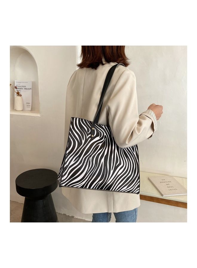 Zebra Printed Tote Black - Image 2