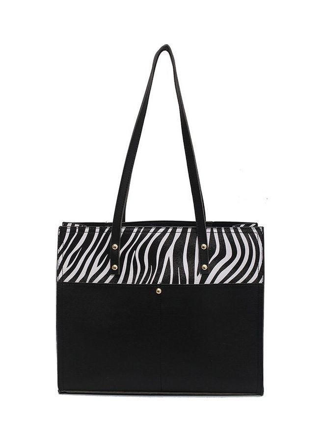 Zebra Printed Tote Black - Image 1