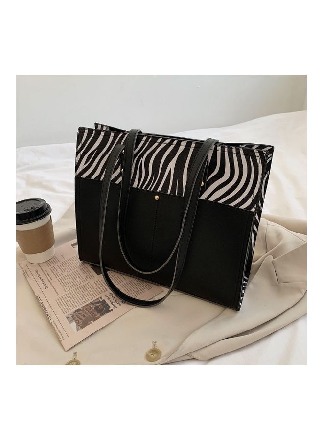 Zebra Printed Tote Black - Image 4