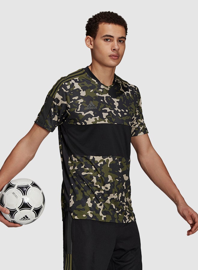 Adidas Tiro AOP Football Camo T-Shirt Black/Green/Beige - Image 4