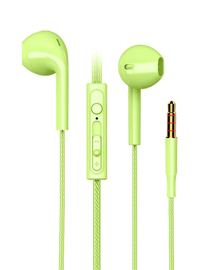 Wired In-Ear Earphones With Mic Green - Image 1