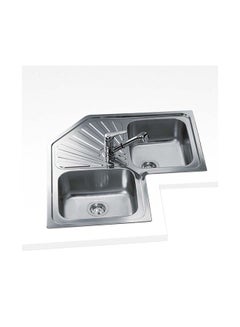 Angular 2B Inset Stainless Steel Two Bowls Sink Silver 830x830x190mmmm - v1618824823/N38067260A_1