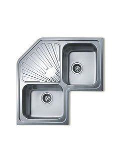 Angular 2B Inset Stainless Steel Two Bowls Sink Silver 830x830x190mmmm - v1618824823/N38067260A_2