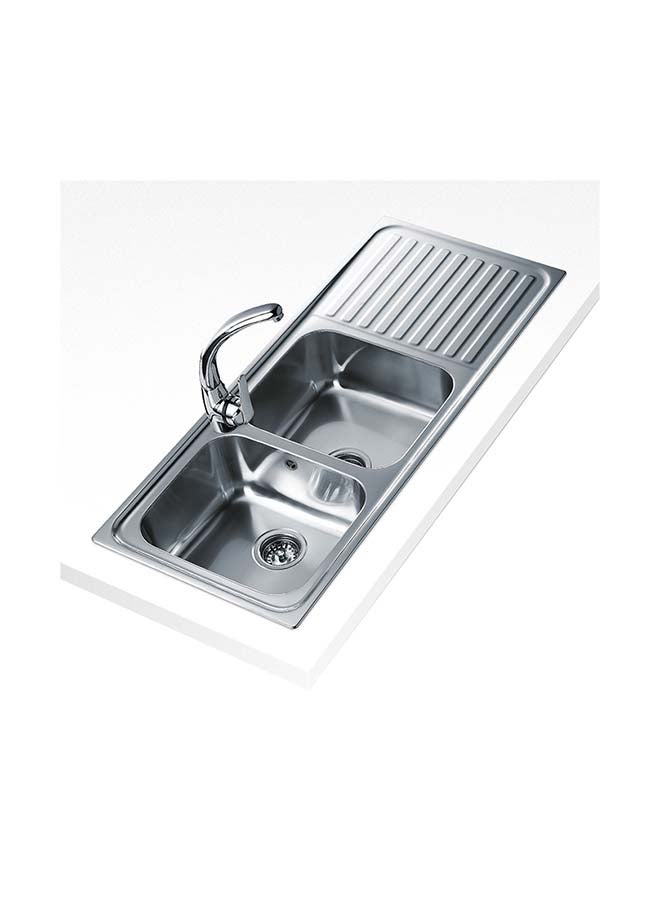 TEKA Classic 2B 1D Inset Stainless Steel Sink With Two Bowls And One Drainer Stainless Steel 1160x500x190mmmm - Image 1