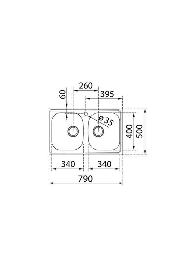 TEKA Starbright 80 E-Xn 2B Inset Reversible 2 Bowls  Sink With Matt Finish Stainless Steel 860x500x180mmmm - Image 3