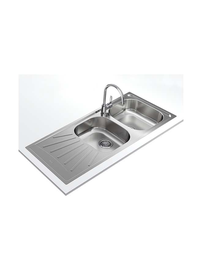 TEKA - Starbright 80 E-Xn 2B 1D Inset Reversible Two Bowls And One Drainer Sink With Matt Finish Stainless Steel 860x500x170mmmm - Image 1