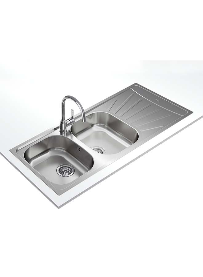 TEKA - Starbright 80 E-Xn 2B 1D Inset Reversible Two Bowls And One Drainer Sink With Matt Finish Stainless Steel 860x500x170mmmm - Image 1