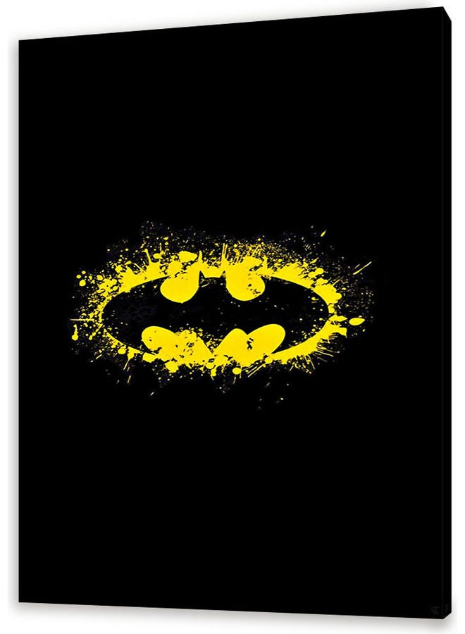 Bat Man Canvas Wall Art Black/Yellow L - Image 1