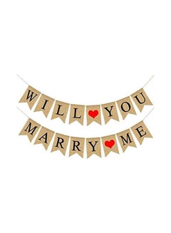 Party with Emma 16- Pieces Will You Marry Me With Hearts Linen Party Banner  - Image 1
