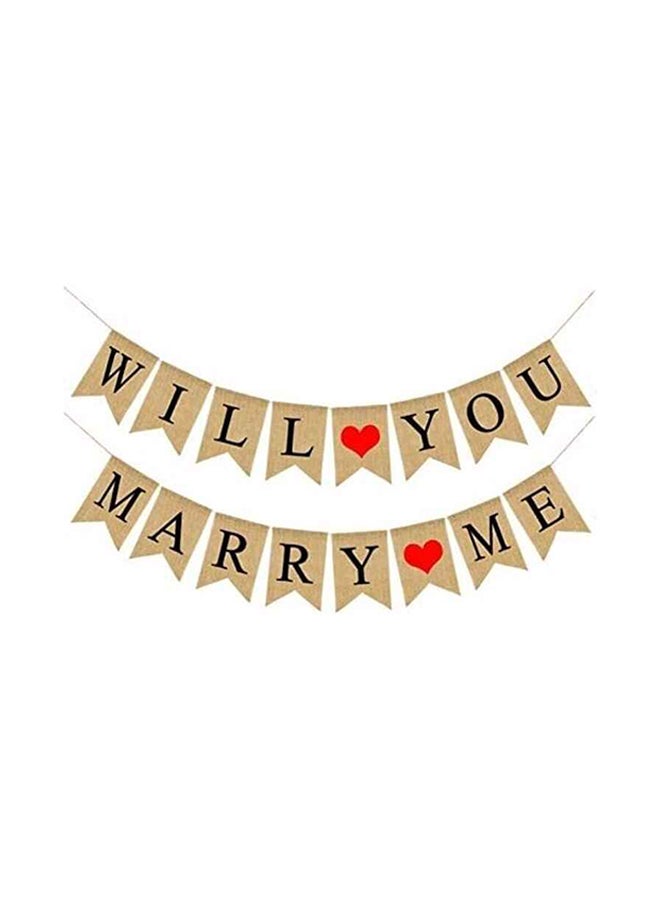 بارتي ويذ إيما شريط زينة من الكتان للحفلات بتصميم راية وعبارة "Will You Marry Me" مع قلوب من 16 قطعة - Image 1