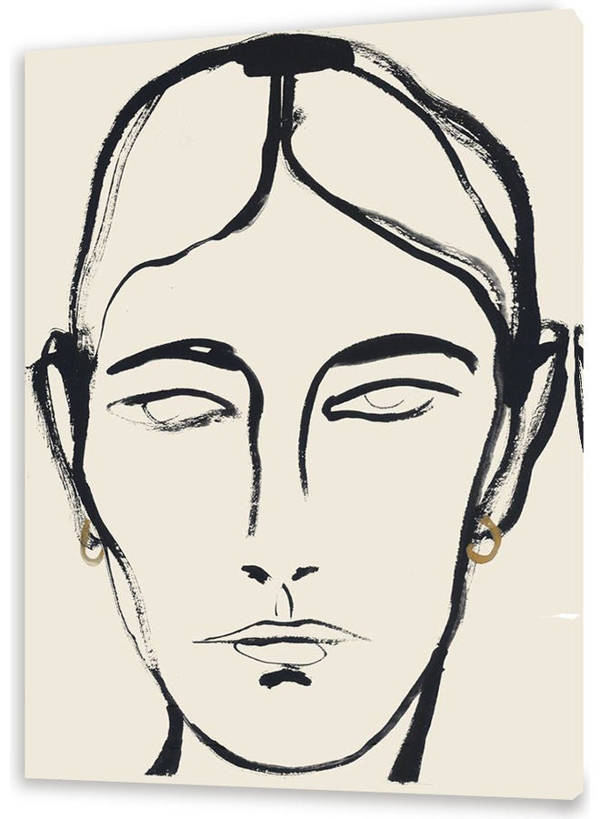Girl Abstract Drawing Canvas Wall Art Beige/Black S  - Image 1
