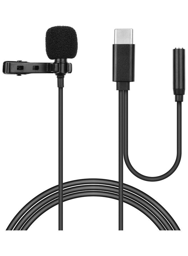 Omni-Directional Lapel Lavalier Type-C Microphone With Bag Black  - Image 2