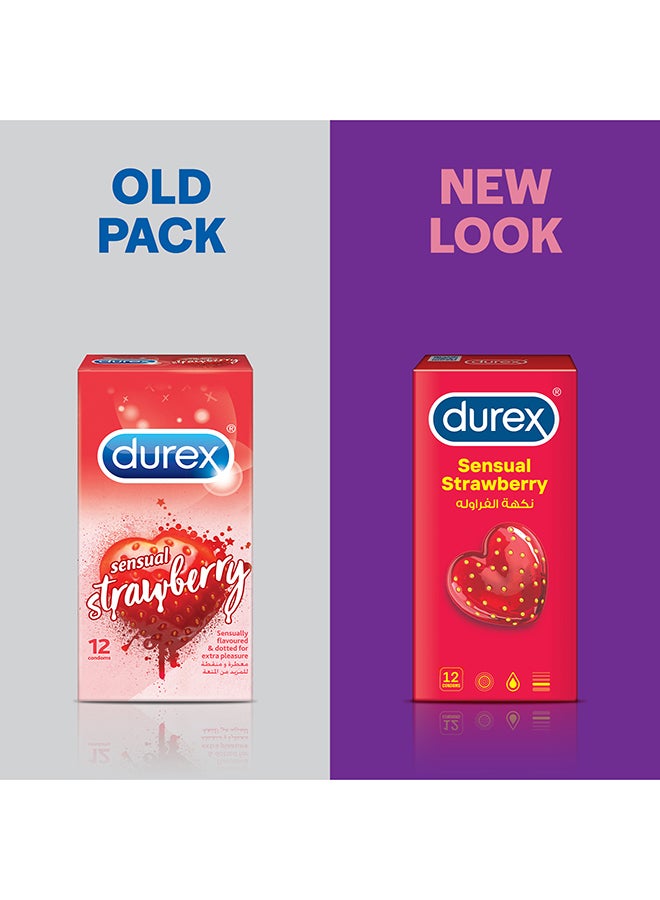 Durex - Sensual Strawberry Condoms For Men 12 Pieces - Image 1