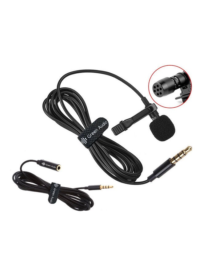 Lavalier Microphone With Foam Windshield And Extension Cable Black - Image 1