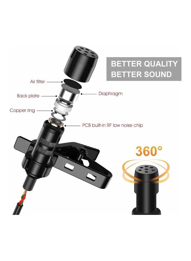 Lavalier Microphone With Foam Windshield And Extension Cable Black - Image 5