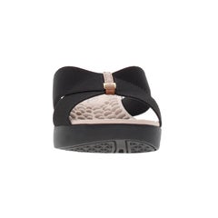 MODARE Cross Band with Metal Trim Comfort Sandal Black/Beige  - Image 2