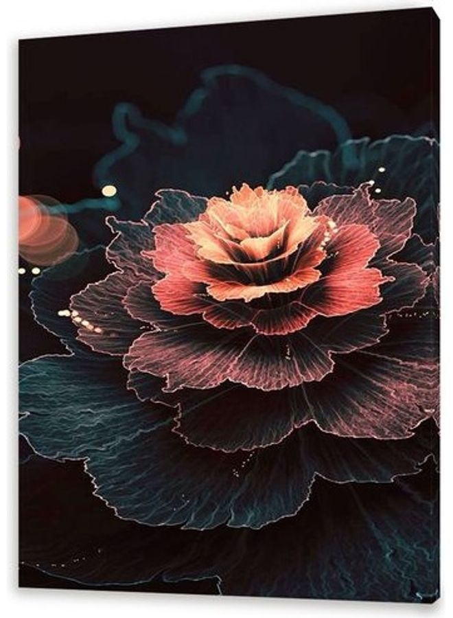 Flower Printed Canvas Wall Art Multicolour 60x40cm - Image 1