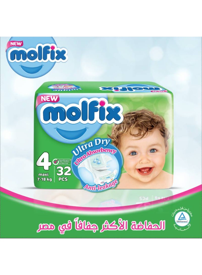 Molfix 32 Pieces Maxi Twin Bag 3D Baby Diapers Size 4 - 7 to 18 kg  - Image 5