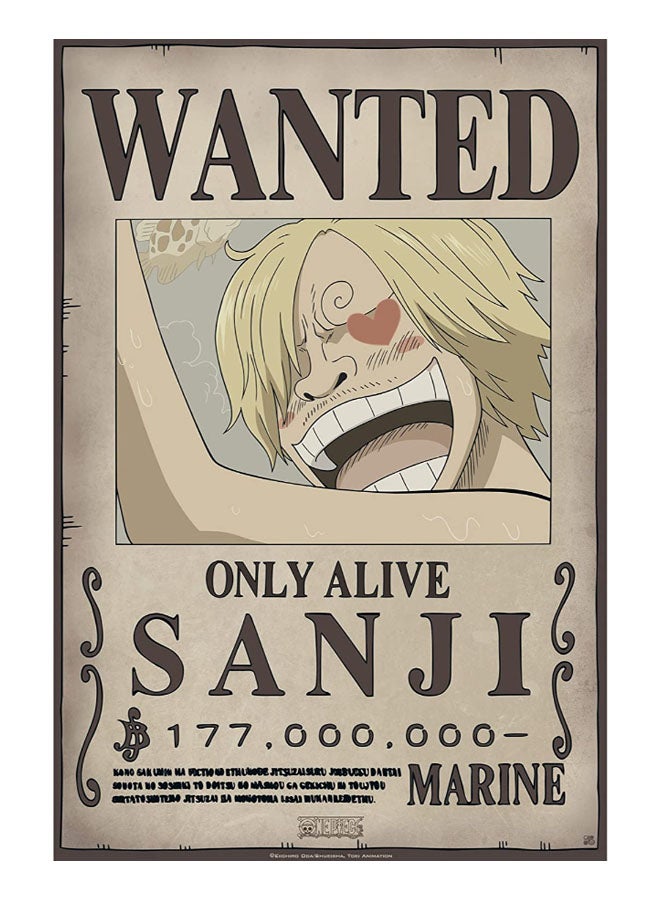 ملصق بتصميم يحمل عبارة "Wanted Only 
Alive Sanji" متعدد الألوان 91.5 x 61سم