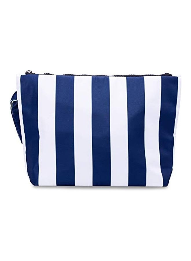 Waterproof Striped Makeup Pouch Blue/White