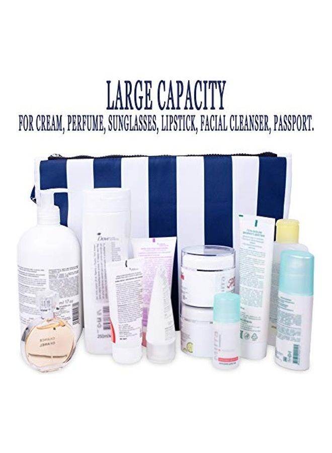 Waterproof Striped Makeup Pouch Blue/White