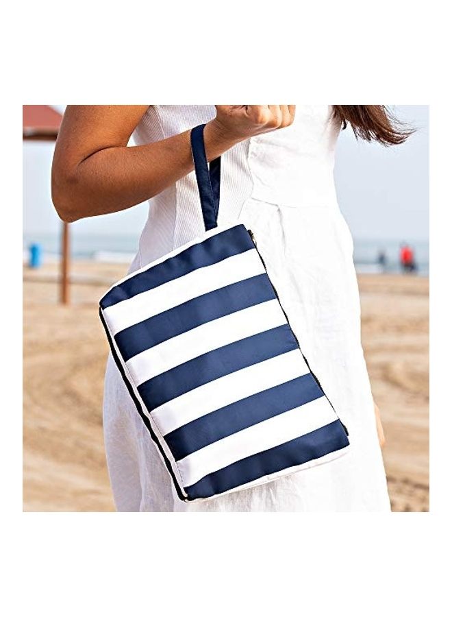 Waterproof Striped Makeup Pouch Blue/White