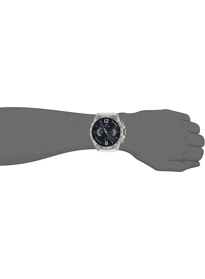 TOMMY HILFIGER - Men's Decker Round Shape Silicone Strap Chronograph Wrist Watch 46 mm - White - 1791475 - Image 1