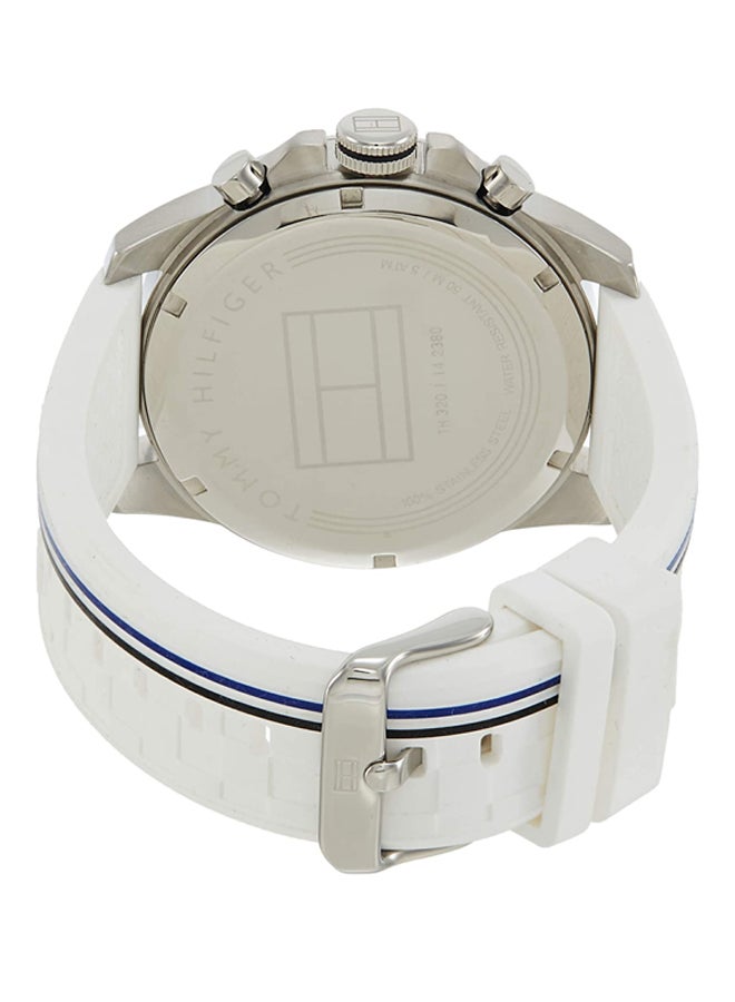 TOMMY HILFIGER - Men's Decker Round Shape Silicone Strap Chronograph Wrist Watch 46 mm - White - 1791475 - Image 1