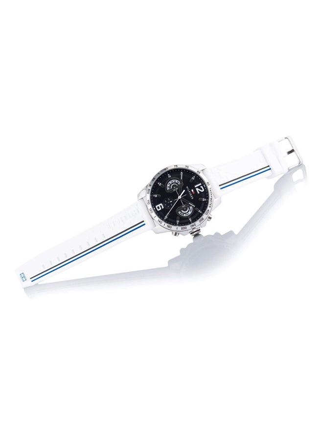 TOMMY HILFIGER - Men's Decker Round Shape Silicone Strap Chronograph Wrist Watch 46 mm - White - 1791475 - Image 1