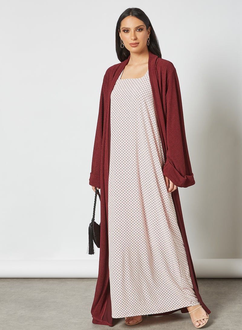NUKHBAA - Traditional Printed Jalabiya Pink - Image 1