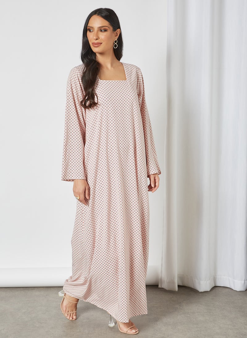 NUKHBAA - Traditional Printed Jalabiya Pink - Image 1
