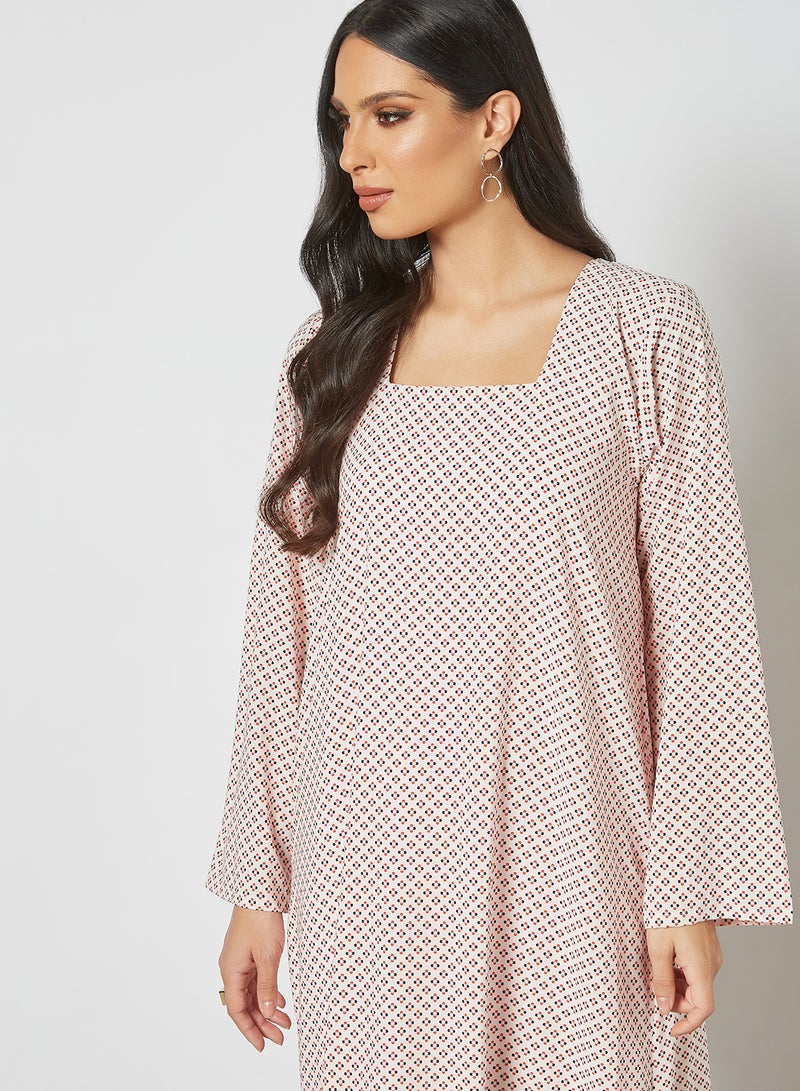 NUKHBAA - Traditional Printed Jalabiya Pink - Image 1