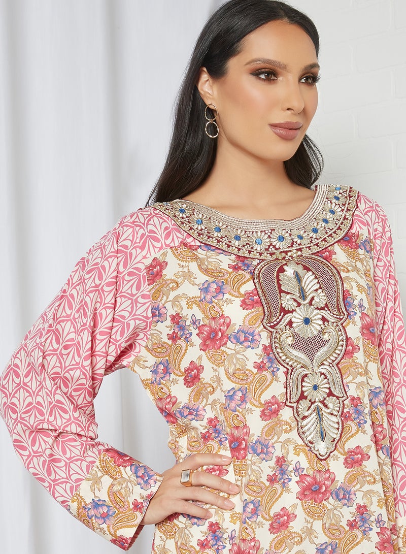 Sara Arabia - Sara Floral Paisley Printed Jalabiya Multicolour - Image 1