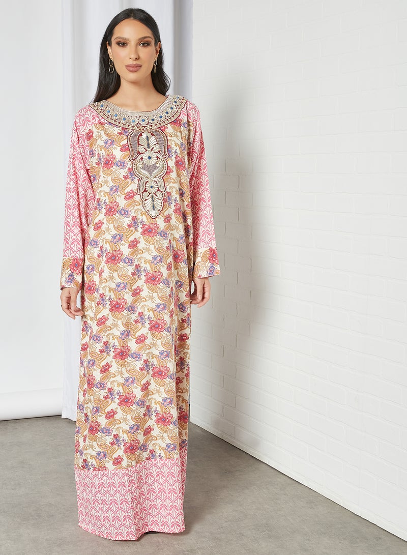 Sara Arabia - Sara Floral Paisley Printed Jalabiya Multicolour - Image 1