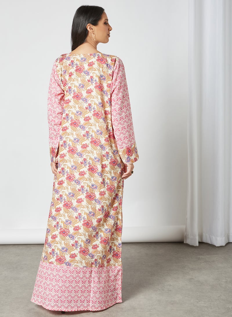 Sara Arabia - Sara Floral Paisley Printed Jalabiya Multicolour - Image 1